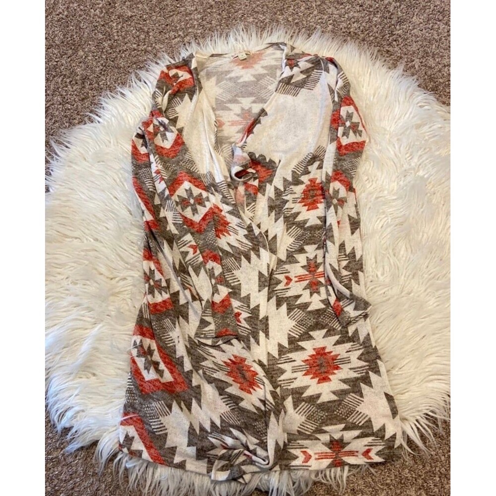 Medium womens Aztec Print cardigan sweater